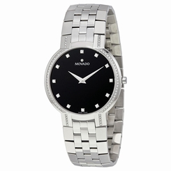 Movado Faceto Black Dial Stainless Steel Mens Watch 0606237