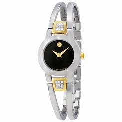 Movado Amorosa Black Dial Diamond Ladies Watch 606894