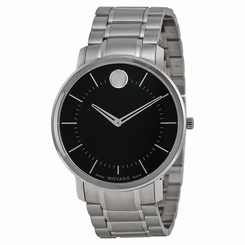 Movado TC Black Dial Stainless Steel Mens Watch 0606687