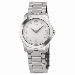Movado Diamond Mother of Pearl Dial Stainless Steel Ladies Watch 0606696