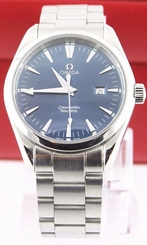 AUTHENTIC OMEGA SEAMASTER AQUA TERRA 2517.80 BLUE SWISS QUARTZ LUXURY WATCH