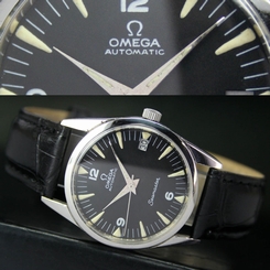 1963s Vintage Swiss OMEGA Seamaster 562 Automatic Date Steel Mens Watch Black