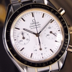 Authentic Omega Speedmaster Reduced Chronograph 18K Gold Automatic Mens Watch