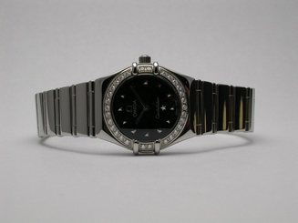 OMEGA CONSTELLATION 1465.51.00 "MY CHOICE" BLACK DIAMOND BEZEL WOMEN'S WATCH