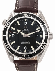  Omega Seamaster Planet Ocean Steel COSC Auto Date Brown Strap Watch 2900.50.37