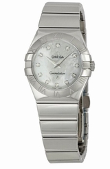 Omega Constellation Polished Steel 27mm Diamond Womens Watch 123.10.27.60.55.002