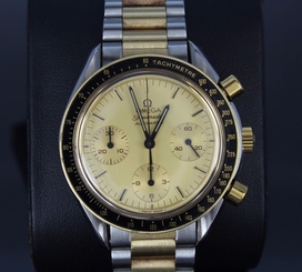 Men's Omega Speedmaster Stainless Steel 18k Yellow Gold Automatic Wrist Watch