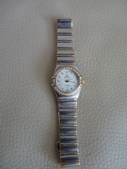  Omega Constellation Mini 1377.00.00 Steel and Gold Textured Dial Diamond Watch
