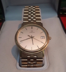 Preowned 1970-80S Omega Swiss Quartz 6 Jewel Gold-tone Watch Case w. Fitted Band