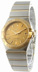 MODEL: 123.20.35.60.08.001 BRAND NEW OMEGA CONSTELLATION MENS GOLD DIAL WATCH 7612586179433