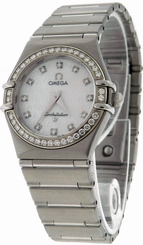 Omega 1458.75.00 Constellation White MOP Dial Women's Diamond Watch New in Box
