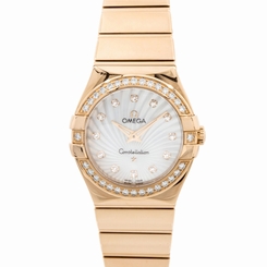 Omega Constellation Pearl Quartz Rose Gold Ladies Watch 123.55.27.60.55.005