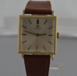 w-180 14K GOLD OMEGA VINTAGE HAND WINED MENS WATCH 17 JEWELES.