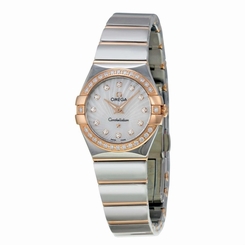 OMEGA WOMEN'S 24MM STEEL BRACELET & CASE QUARTZ MOP DIAL WATCH 12325246055004