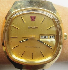 Gents 1970s GP Omega MegaQuartz32 KHz Cal 1310 Day Date Watch Service Warranty