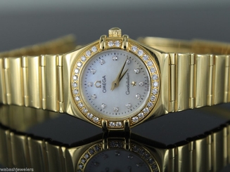 $15,600 Lady's Omega Constellation 18k Yellow Gold Diamond Mother of Pearl Watch
