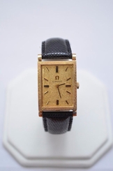 Omega Quartz 14k Solid Yellow Gold Champagne Dial Mens Watch