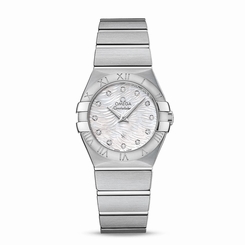 New Omega Constellation Diamond Dial Steel Ladies watch 123.10.27.60.55.004