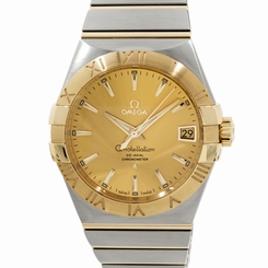 Omega Constellation Yellow Gold Auto Date Steel Mens Watch 123.20.38.21.08.001 7612586199943