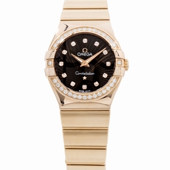 Omega Constellation Brown Quartz Rose Gold Ladies Watch 123.55.27.60.63.002