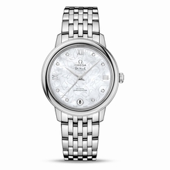 New Omega De Ville Prestige Steel Automatic MOP 32mm Watch 424.10.33.20.55.001