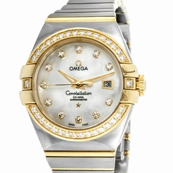 Omega Constellation Yellow Gold Steel Diamond Ladies Watch 123.25.31.20.55.003