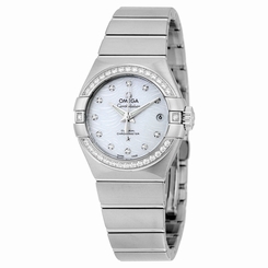 New Omega Constellation Diamond Dial & Bezel Ladies Watch 123.15.27.20.55.003