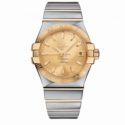 NEW OMEGA Constellation 18K Yellow Gold & Steel Mens Watch 123.20.35.20.08.001