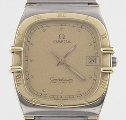 Omega �� Constellation Chronometer Two-Tone SS/18k Quartz Watch w/ Date Feature