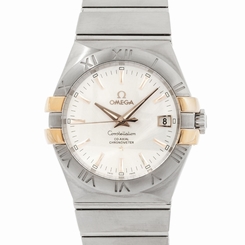 Omega Constellation Date Silver Stainless Steel Gold Watch 123.20.35.20.02.003