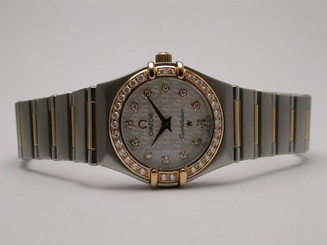 OMEGA CONSTELLATION MINI 1360.75.00 STEEL & RED GOLD QUARTZ LADIES WATCH
