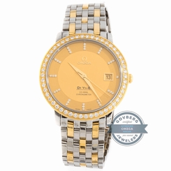Omega DeVille 413.25.37.20.58.001 Auto Steel Gold Diamond Mens Bracelet Watch