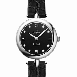 NEW Omega De Ville Prestige Black Dial Diamonds Steel 27.4mm 424.13.27.60.51.001