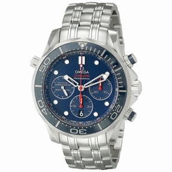 Omega Men's 21230445003001 Diver 300 M Co-Axial Chronograph Sliver Watch