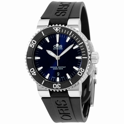 Oris Aquis Blue Dial Black Silicone Strap Men's Watch 73376534135RS