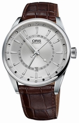 Oris Artix Date Silver Dial Brown Alligator strap Men's Watch 76176914051LS