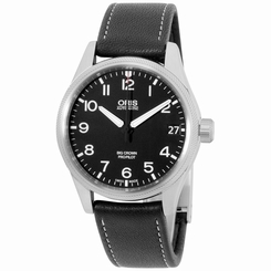 Oris Automatic Black Dial Black Leather Strap Men's Watch 75176974164LS
