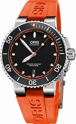 73376534128RS-ORANGE ORIS AQUIS DATE BRAND NEW & AUTHENTIC MENS WATCH SALE