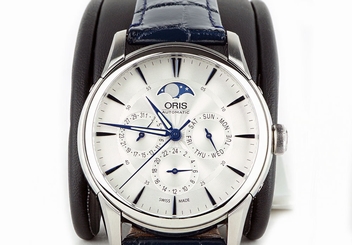 Oris Triple Calendar Moonphase 0178177034031 Blue Leather Strap Formal Watch