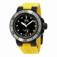 Oris Aquis Depth Guage Black Dial Yellow Rubber Men's Watch 733-7675-4754SET