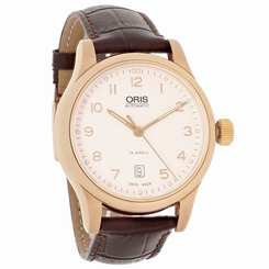 Oris Classic Mens Silver Dial Brown Leather Swiss Automatic Watch 73375944891LS