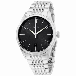 Oris Artelier Gray Dial Brown Leather Strap Men's Watch 73377214053MB