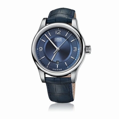 ORIS Classic Men`s Watch Blue Dial Stainless Steel Case 733 7594 4035