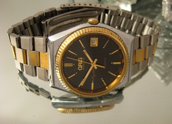 Oris Exzecutive  date watch working  swiss made two tone bracelet fluted bezel
