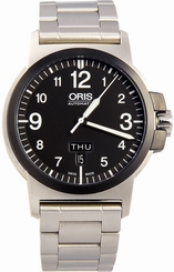 Oris Men's 73576414364MB BC3 Sportsman Day Date Stainless Steel Bracelet Watch