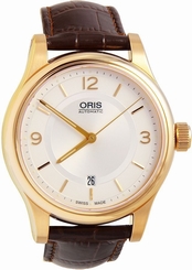Oris Classic Date Silver Dial Brown Leather Mens Watch 73375944831LS
