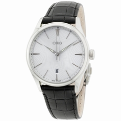 Oris Artelier Silver Dial Leather Strap Men's Watch 73377214051LS