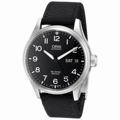 ORIS MEN'S 45MM BLACK CALFSKIN BAND STEEL CASE AUTOMATIC WATCH 75276984164LS