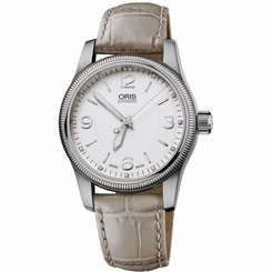 ORIS WOMEN'S 38MM GREY LEATHER BAND STEEL CASE AUTOMATIC WATCH 73376494031LS