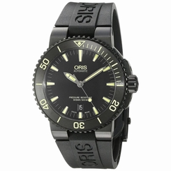 ORIS MEN'S 43MM BLACK RUBBER BAND STEEL CASE AUTOMATIC WATCH 73376534722RS